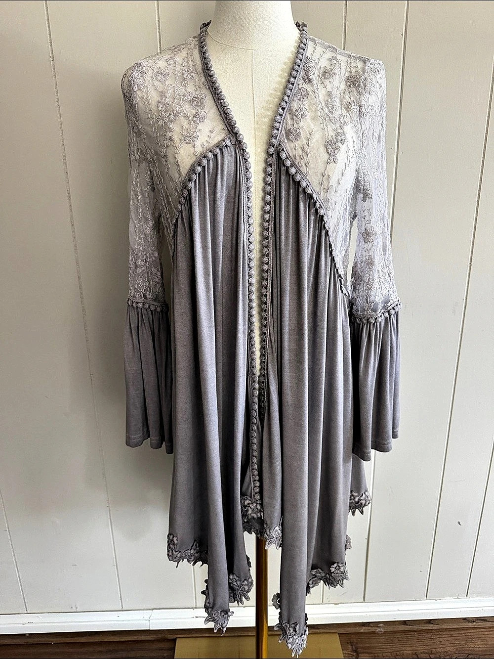 POL Lace Open Front Cardigan Large Boho Whimsical Ethereal Romantic Cottagecore